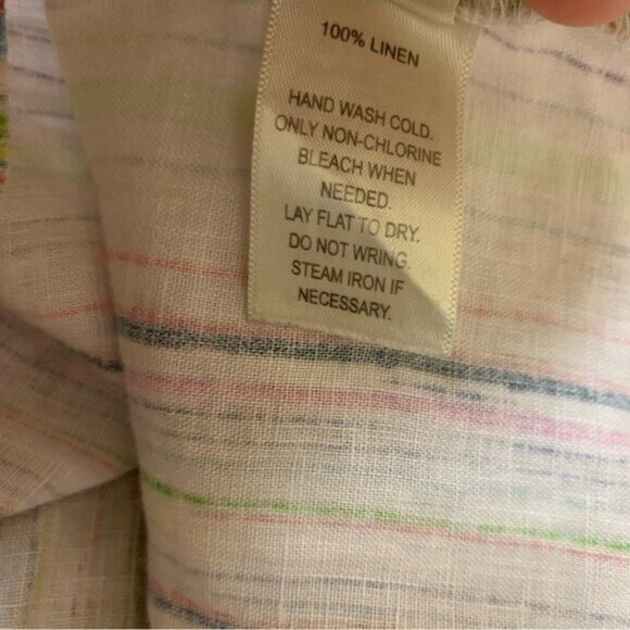 Ecru Womens Button Down Shirt Multicolor Striped Long Sleeve Casual Linen Small - Picture 6 of 6